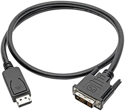 Tripp Lite DisplayPort ל- DVI-D Converter Converter Cable DP עם תפסים, m/m 1080p @ 60Hz 3ft 3 ', שחור