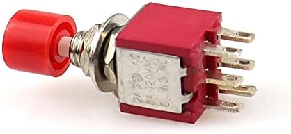 TPUOTI אדום 6 סיכות SPDT רגעי AC 2A/250V 5A/120V לחצן כפתור לחצן מתג 1 NO 1 NC