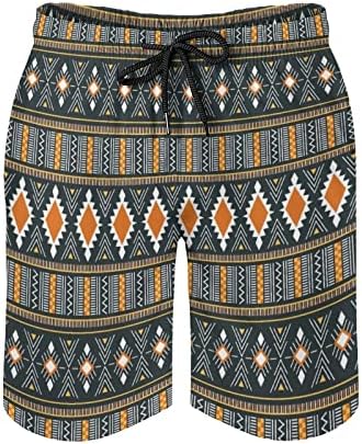שבטי אפריקאי קנט דפוס גברים בגד ים מהיר יבש לשחות מכנסיים בגד ים חוף לשחות לוח מכנסיים קצרים עם כיסים