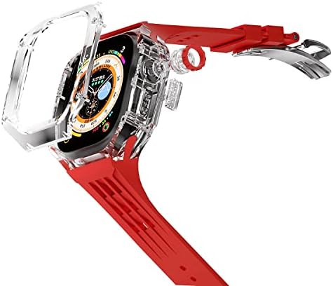 NIBYQ 49 ממ ערכת שינוי פס מקרה עבור Apple Watch 49 ממ רצועת סיליקון רצועה שקופה ספורט עבור