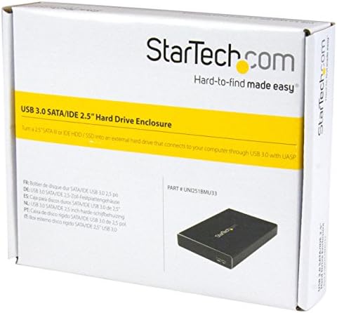 StarTech.com מארז כונן קשיח 2.5 אינץ ' - תומך במארז כונן קשיח - אלומיניום - אייד וסאטה-יו אס בי 3.0 כונן קשיח-כונן