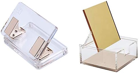 זהב אקרילי 2 חורים אגרוף נייר ומכולה אחסון מראה מובנית - נייר מכתבים של שולחן העבודה של Draymond