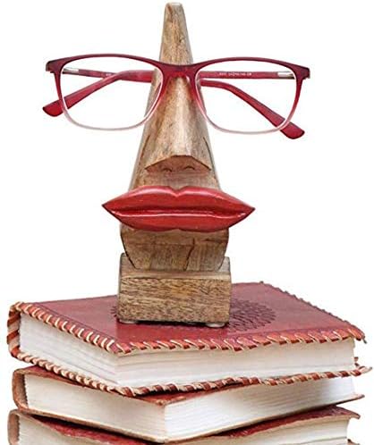 עץ מעץ בעבודת יד שעם עץ שעץ אדום שפתיים משקפיים מחזיק משקפיים כוסות מחזה בצורת אף מושלם לעיצוב הבית והמשרד