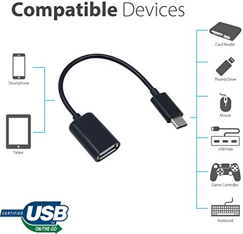 מתאם OTG USB-C 3.0 תואם לטון ה- LG שלך בחינם UVNANO FN6 לפונקציות מהירות, מאומתות, מרובות שימוש כמו מקלדת, כונני