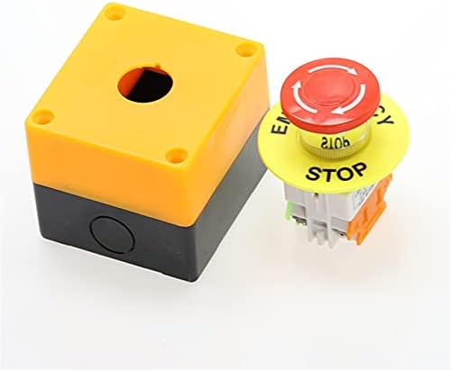DFAMIN 1PCS מעטפת סמן אדום לחצן כפתור כפתור DPST כפתור עצירת חירום AC 660V 10A NO+NC LAY37-11ZS