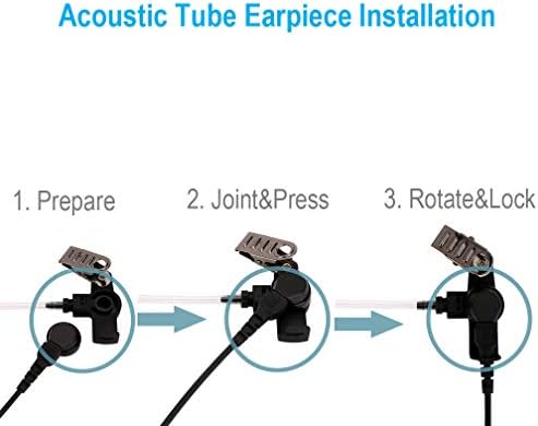 האזן רק אפרכסת צינור אקוסטית עבור מיקרופון רמקול או רדיו נישא ליד כתף או חזה, מחבר 3.5 מ מ, אורך כבל 10 אינץ',