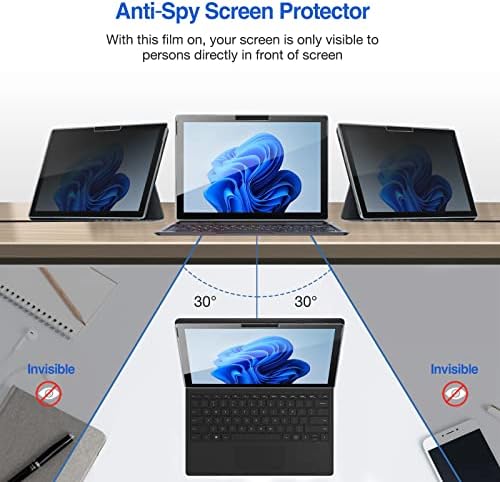 Procase Privacy Screen Loctector צרור עם מארז מקלדת לשחרור Surface Pro 8 2021 אינץ 'אינץ'