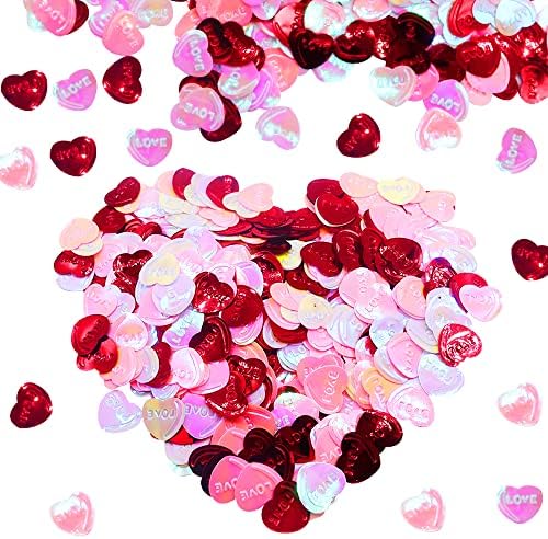 600 חתיכות יום האהבה קונפטי רוז-זהב אדום לב אדום קונפטי ולנטיין דקור נצנץ נייר קונפטי למעורבות