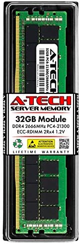 זיכרון זיכרון A -Tech 32GB עבור Dell PowerEdge M640 VRTX - DDR4 2666MHz PC4-21300 ECC רשום RDIMM 2RX4 1.2V