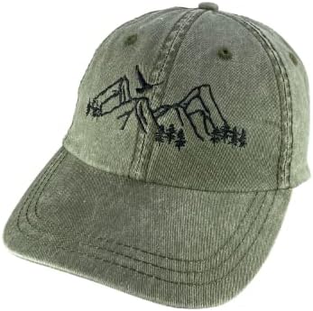 כובע בייסבול עם עצים הרים ונשר, כובע שטוף כותנה פרופיל נמוך