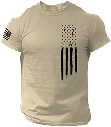 רטרו טי רטרו מודפס לגברים חולצת טריקו וינטג 'דגל אמריקאי גרפי במצוקה או צוואר שרוולים קצרים צבעוניים חולצה