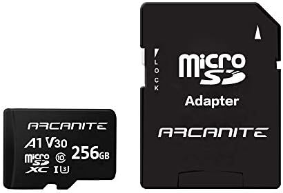 Arcanite 256GB כרטיס זיכרון MicroSDXC עם מתאם - A1, UHS -I U3, V30, 4K, C10, Micro SD, מהירויות קריאה