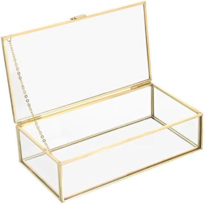נטגאי נחושת זהב וינטג 'זכוכית מכסה קופסה דקורטיבית תכשיטים מזכרת מארגן תצוגה