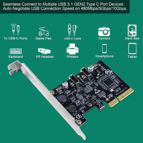 FEBSMART PCIE X4 עד 2X 10GBPs מהירות מקסימאלית USB 3.1 GEN2 סוג E מקש כרטיס יציאות, USB 3.1 GEN2 10GBPS כותרת