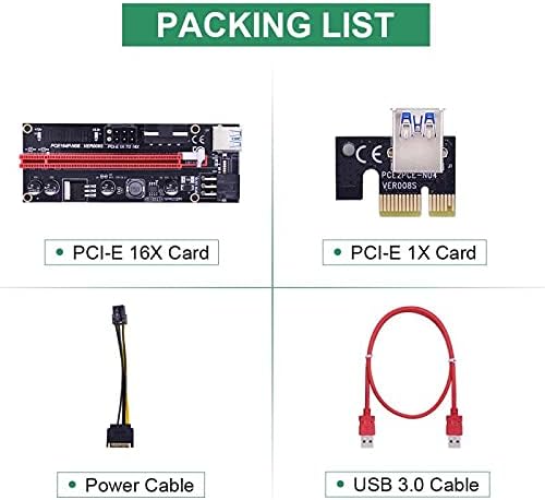 מחברים 2021 VER009S PCI -E RISER כרטיס 009S PCI EXPRESS PCIE 1X עד 16X מאריך 1M 0.6M USB 3.0 כבל