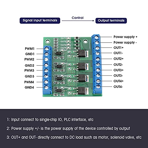 מודול כונן מתג MOS FET, 3-20V עד 3.7-27VDC 10A מודול מנהל התקן 4 ערוצים, לוח מעגל מגבר PLC.