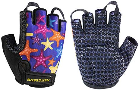 Bassdash upf 50+ כפפות ילדים עם הגנה מפני UV דקל מרופדת לאופניים לדוג 1-8 בנות בנות בנות בני 1-8