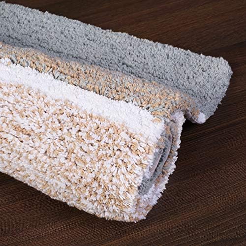 שטיחי אמבטיה שטיחים פס יוקרתיים סט שטיחים 21x32-17x24 ספא אפור-ביג ', סט מחצלות 2 חלקים, שטיח מקלחת רך נגד החלקה