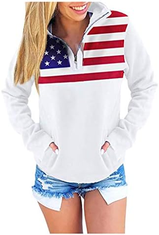 SPE969 חולצות סווטשירטים מעילי רוכסן נשים דגל רצועת כוכב הדפסת O SUNCECT SUNCHECT חולצה שרוול ארוך קרדיגן