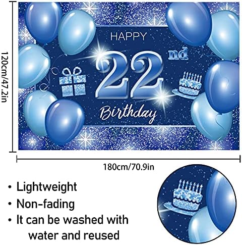 5665 שמח 75 יום הולדת רקע באנר דקור כחול - דוט נצנצים ניצוץ 75 שנים מסיבת יום הולדת נושא קישוטי עבור גברים נשים