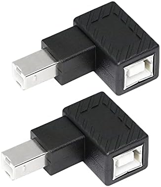 Riieyoca 90 מעלות מתאם מדפסת USB B, זווית שמאל סוג B 2.0 זכר לנקבה מחבר להרחבה למדפסת, סורק, מכונת