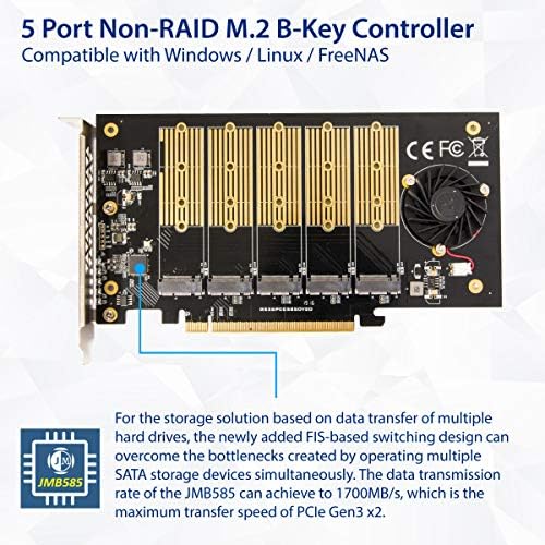 5 חריץ M.2 B-Key SATA בסיס SSD PCI-E 3.0 X2 כרטיס הרחבה של רוחב הפס דורש X16 SLOT SI-PEX40142