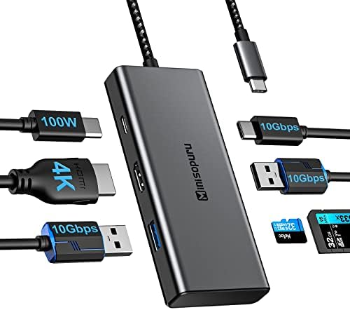 תחנת העגינה של Minisopuru USB C, 7 ב 1 USB C עגינה עם נתוני USB-C של 4K HDMI, 10GBP