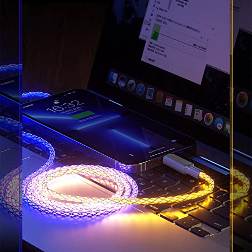 Gelrhonr 3ft 66w LED LED תאורה זוהר USB לכבל USB C, מעטפת אלומיניום חוט טעינה מהיר RGB USB A אתר A ל- Cly