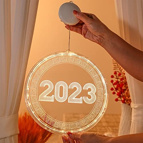2023 אורות LED לשנה החדשה קישוט קישוט 3D יניקה כוס יניקה אקריליק מנורה ראשית לשנה החדשה אורות לילה תלויים