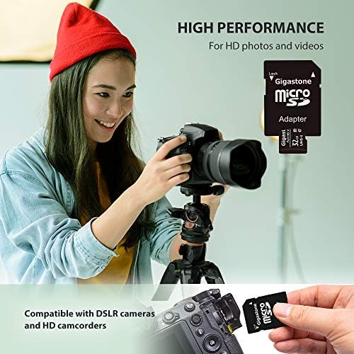 Gigastone 32GB 10-Pack Card SD SD, וידאו Full HD, מצלמת אבטחה מעקב מצלמת מצלמת מצלמת, 90MB/S Micro SDHC