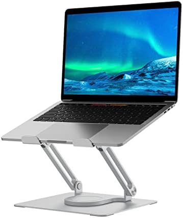 עמדת מחשב נייד מתכווננת מתכווננת עם בסיס כבד מסתובב 360 מעלות, מחשב נייד ארגונומי לשולחן העבודה,
