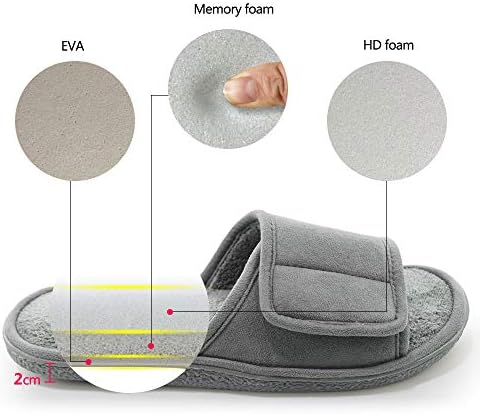 נעלי בית מתכווננות לגברים בוהן פתוח רך לנשימה החלקה מקורה על סנדלי שקופיות לגברים עם קצף זיכרון