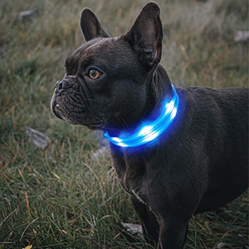 צווארוני כלבים מדליקים - צווארון כלבים LED זוהר - צווארון כלבים רפלקטיבי - צווארון זוהר כלב מתכוונן - אורות כלבים