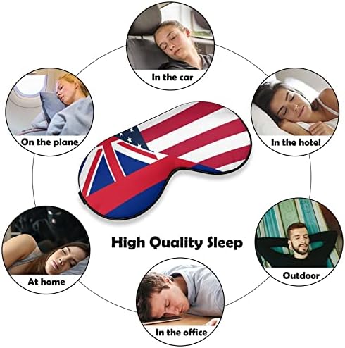 דגל מדינת אמריקאי ומדינת הוואי מסכת שינה קלה משקל מכסה עיניים מכסה מסיכת עיניים עם רצועה מתכווננת לגברים