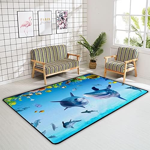 זוחל שטיח מקורה מחצלת משחק מתחת למים דולפין לסלון חדר שינה משתלת חינוכית חינוכית שטיח שטיח 60x39 אינץ '
