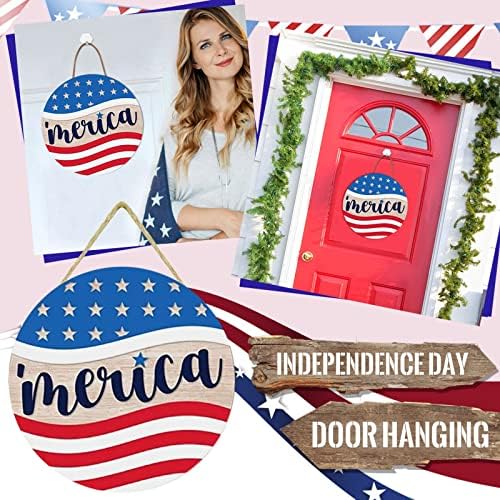 קישוטים חורפיים ליום העצמאות הביתית צלחת דלת עץ יום לאומי פריסת המסיבה הביתית אבזרי דלת תלויה