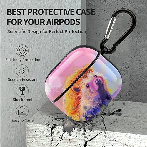 כיסוי מארז קיפוד מצחיק עבור AirPods 3 עם אביזרי הגנה מפני מחזיק מפתחות קשיח