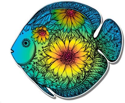 גרפיקה GT דפוס צבעוני של דגים דגים - מדבקה עמיד למים של ויניל