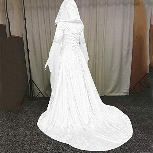 מכשפה שמלת נשים בציר ברדס מכשפה גלימת שמלת חצוצרת שרוול מימי הביניים חתונה שמלת ליל כל הקדושים קוספליי שמלה