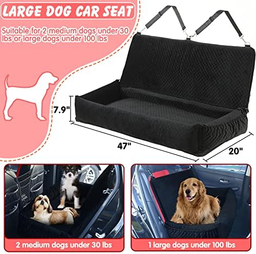 מיטת מושב לרכב לכלבים גדולים / בינוניים, מגן מושב אחורי לרכב לכלבים הניתן להסרה ולכביסה מלאה עם כיס אחסון-47