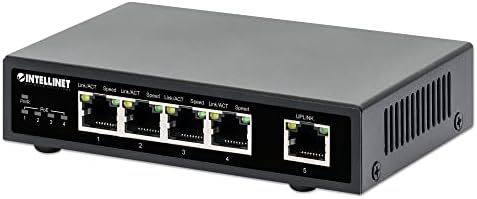 Intellinet 5 -Port Poe Switch Ethernet - תקציב חשמל 62W, תפוקת חשמל עד 30 וואט לכל יציאה, לא מנוהלת, הניתן להרכבה
