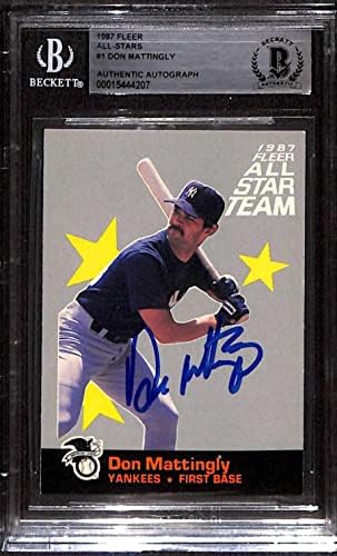 1 דון מאטינגלי - 1987 Fleer All Stars כרטיסי בייסבול מדורגים BGS Auto - כרטיסי חתימה של Baseball
