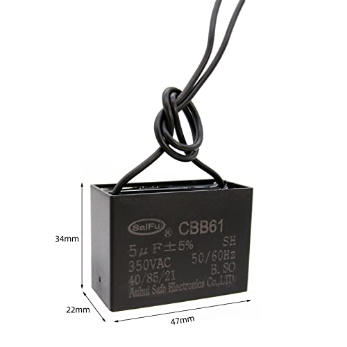 Akzytue CBB61 קבלים 5UF 350V מאוורר תקרה AC 2 חוט 50/60Hz להפעלת מנוע משאבת מחולל מאוורר חשמלי