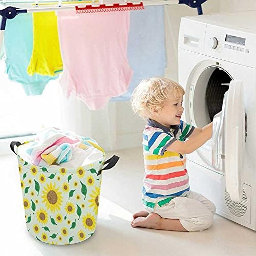 ColourLife בד אטום למים כביסה חמניות סל כביסה עלים על בגדי צעצועים מתקפלים מארגן אחסון פחים עם ידיות