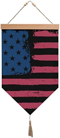 Nudquio USA דגל אמריקאי וינטג 'פשתן כותנה תלויה דגל קיר שלט קיר תמונה לציור לקישוט מרפסת גן ביתי