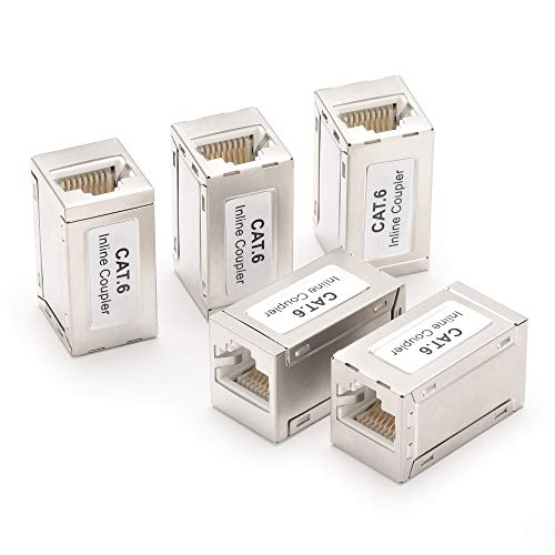 RJ45 מצמד מוגן מתאם מוטבלת 5 חבילה, מאריך כבלים של Rapink Ethernet, מחבר מצמד אתרנט נקבה לנקבה עבור Cat7/