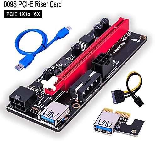 מחברים 1 PCS VER009S PCI -E RISER CARD כפול מתאם 6PIN כרטיס PCIE 1X עד 16X כרטיס מאריך USB