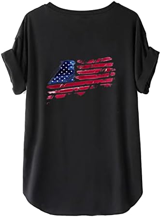 חולצה 4 ביולי לנשים שרוול קצר טוניקות טוניקות טוניקות אמריקאיות כוכבי דגל אמריקאים חולצה פטריוטית חולצה