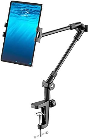 מחזיק מעמד טאבלט KDD עם 360 ° טלפון חצובה iPad Mount, 27 אינץ 'זרוע ארוכה מצלמת מצלמת מצלמת מקרן לשולחן העבודה,