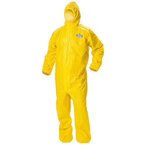 Kleenguard A70 Sprace Chemical Protections Coversalls חליפה, ברדס, קדמי רוכסן, מפרקי כף יד אלסטיים